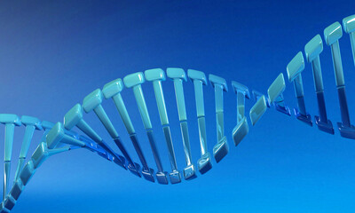 DNA strand on blue background. 3d illustration..