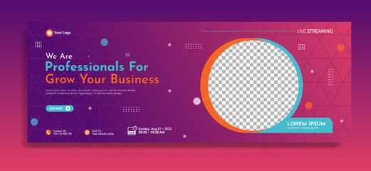 Business webinar horizontal banner template design. Very suitable for online class programs, marketing, etc.
