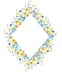 Wildflowers frame. Watercolor clipart