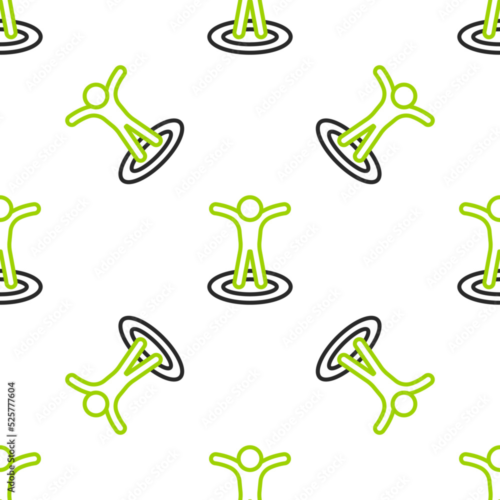 Poster line map marker with a silhouette of a person icon isolated seamless pattern on white background. gp