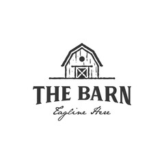 Barn logo rustic vintage design template. Silhouette broken old barn or warehouse icon vector design