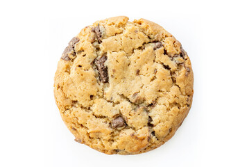 Chocolate chip cookies  on a white background. Isolated top view