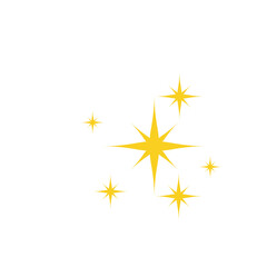Sparkling stars. A shimmering yellow star and glittering element on white background.