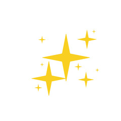 Sparkling stars. A shimmering yellow star and glittering element on white background.