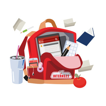 Backpack internship - vector illustration