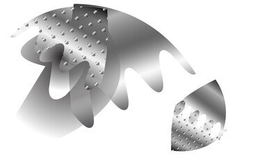 abstract shell shaped wall element in metallic finish