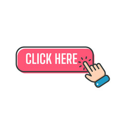 Hand cursor vector icon with blue click button. Click here for links to websites.