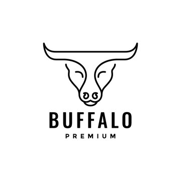 kawaii bufallo line logo design