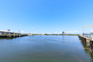 夏の三池港　福岡県大牟田市　Miike Port in summer. Fukuoka-ken Oomuta city.