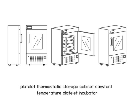 medical laboratory platelet thermostatic storage Cabinet high quality Constant temperature platelet incubator diagram for experiment setup lab outline vector illustration