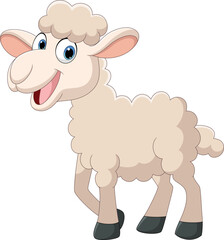 Cartoon funny lamb on white background