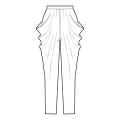 Draped pants Pants Flat Drawing Fashion Flat Sketches