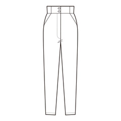 High waisted pants Pants Flat Drawing Fashion Flat Sketches