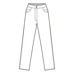 Staight jeans Pants Flat Drawing Fashion Flat Sketches