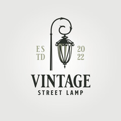street lamp vintage logo vector symbol illustration design