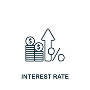 Interest Rate icon. Line simple line Stock Market icon for templates, web design and infographics