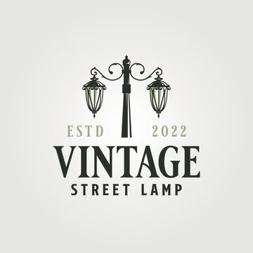 Vintage Street Lamp Logo Vector Symbol Illustration Design