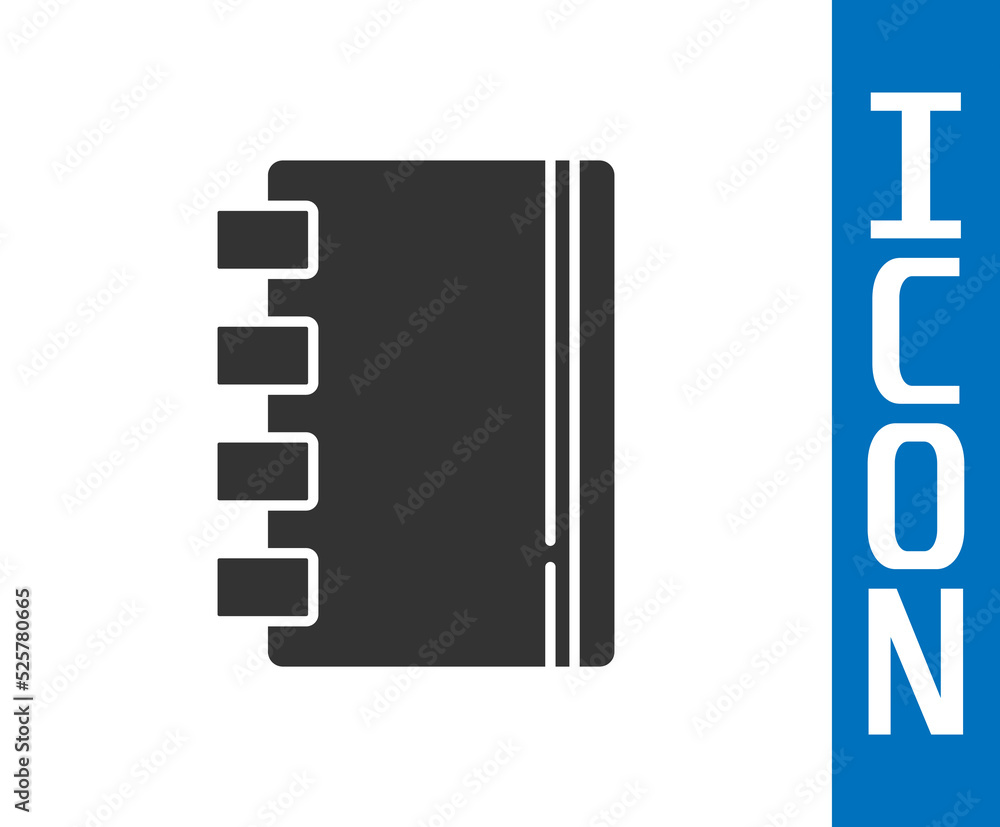 Poster grey notebook icon isolated on white background. spiral notepad icon. school notebook. writing pad. 