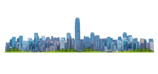 Architectural buildings isolated transparency background.