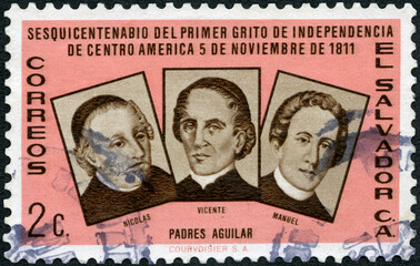 EL SALVADOR - 1961: shows Fathers Nicolas, Vicente and Manuel Aguilar, Sesquicentennial of the...