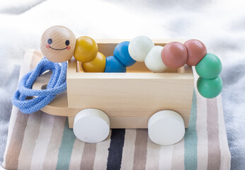 wooden toys for baby toddler,clothes bodysuit and blankets.new life childbirth concept,gift for...