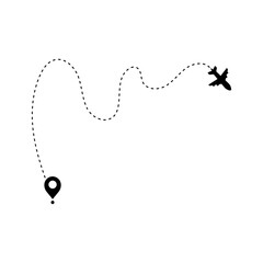Fototapeta premium Airplane routes. Travel vector icon. Travel from start point and dotted line tracing.