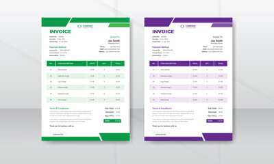 Minimal Corporate Business Invoice design template, vector illustration bill form price invoice. Creative invoice template business stationery design payment agreement design