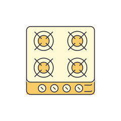 kitchen stove  icon in color, isolated on white background 