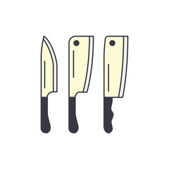 Kitchen knives, cleaver icon in color, isolated on white background 
