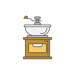 Beans coffee grinder icon in color, isolated on white background 