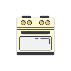 Electrical stove icon in color, isolated on white background 