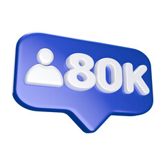 Icon 80k follower 3d render blue