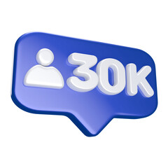 Icon 30k follower 3d render blue