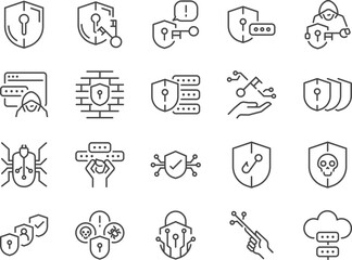 Cyber security icon set. Included the icons as password, 2fa Authenticator, Authentication, and more. 