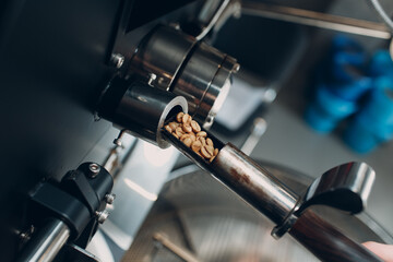 Coffee roaster machine tryer at coffee roasting process.
