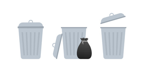 Trash can garbage dustbin. Vector stock illustration.