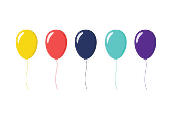 Colorful Balloons flat design on white background. Vector illustration