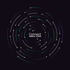 Data flow technology network connection. Abstract radial vortex circular trail background. Icon logo design. Vector background - obrazy, fototapety, plakaty