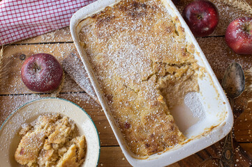 Sweet casserole with millet, quark and grated apples