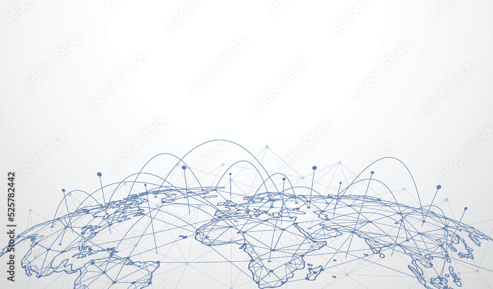 Poster global network connection. world map point and line composition concept of global business. vector i