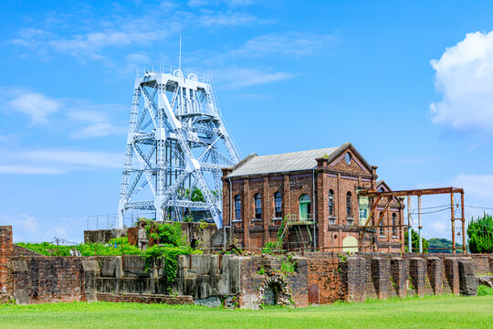 夏の万田坑　熊本県荒尾市　Manda pit in summer. Kumamoto-ken Arao city.