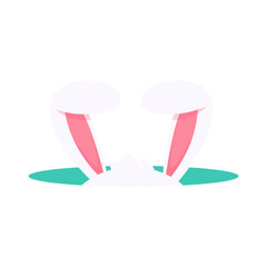 Cartoon cute little rabbit hugging easter egg Isolated on background