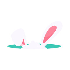 Cartoon cute little rabbit hugging easter egg Isolated on background