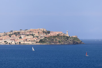 Portoferraio is a small town with a lot of history, located upon a spur of rocks and surrounded by the Fortezzas Medicea (Medici Fortresses) Island of Elba, Italy