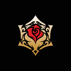 Beauty Roses Ornamental Luxury Logo, rose logo flower vector icon illustration, Luxury flower rose logo design inspiration