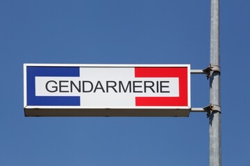Sign of the french gendarmerie on a pole