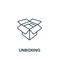 Unboxing icon. Line simple Streaming icon for templates, web design and infographics