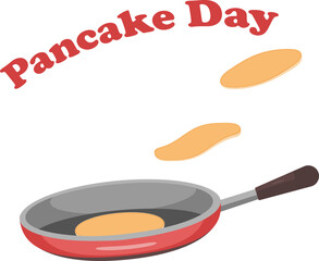 Fried pancakes in a frying pan. Beautiful design for the holiday Pancake Day. Homemade food, diy concept.