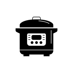 Multicooker icon in black flat glyph, filled style isolated on white background