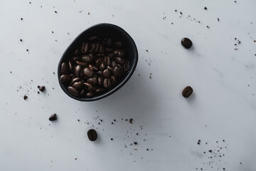 Contemporary style coffee food and drink photo. Set against a white background. Black coffee in...